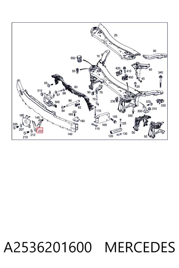 Soporte del absorbedor del parachoques delantero A2536201600 Mercedes