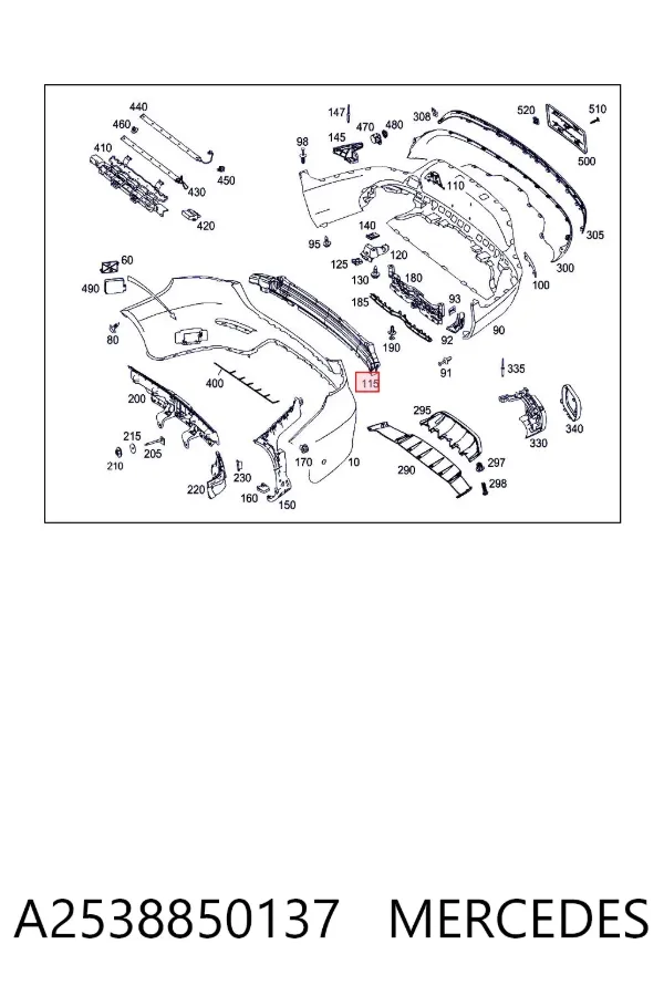 Absorbedor de parachoques trasero A2538850137 Mercedes