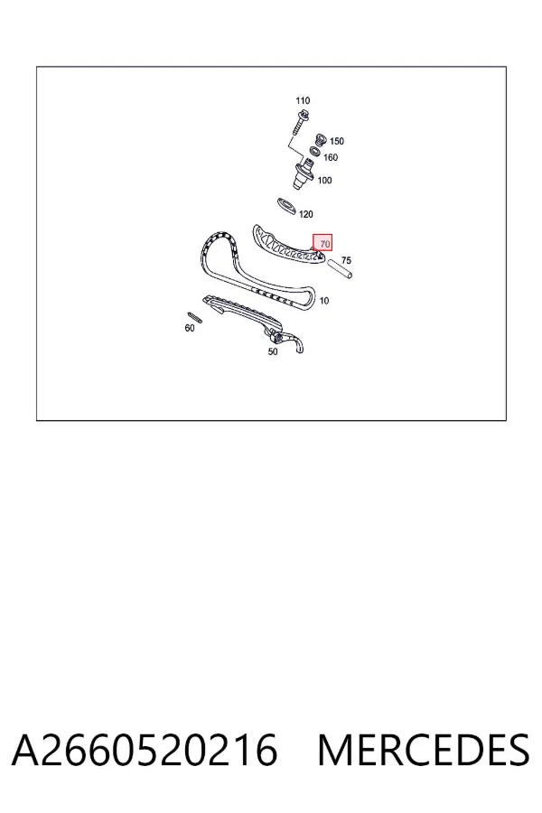 Guía del tensor de la cadena de distribución A2660520216 Mercedes