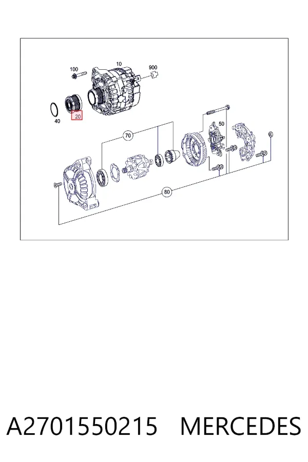 Polea alternador A2701550215 Mercedes