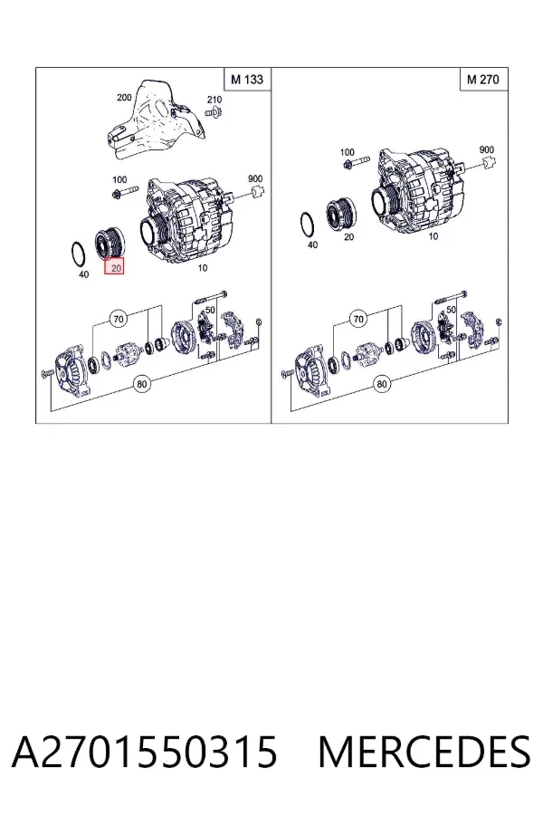 Polea alternador A2701550315 Mercedes