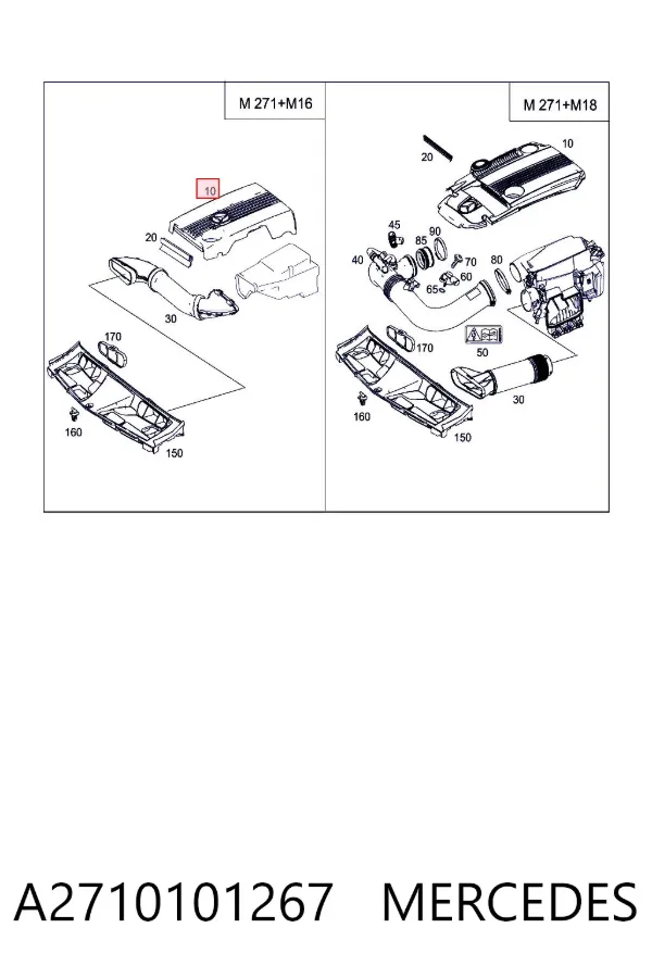 Tapa motor A2710101267 Mercedes