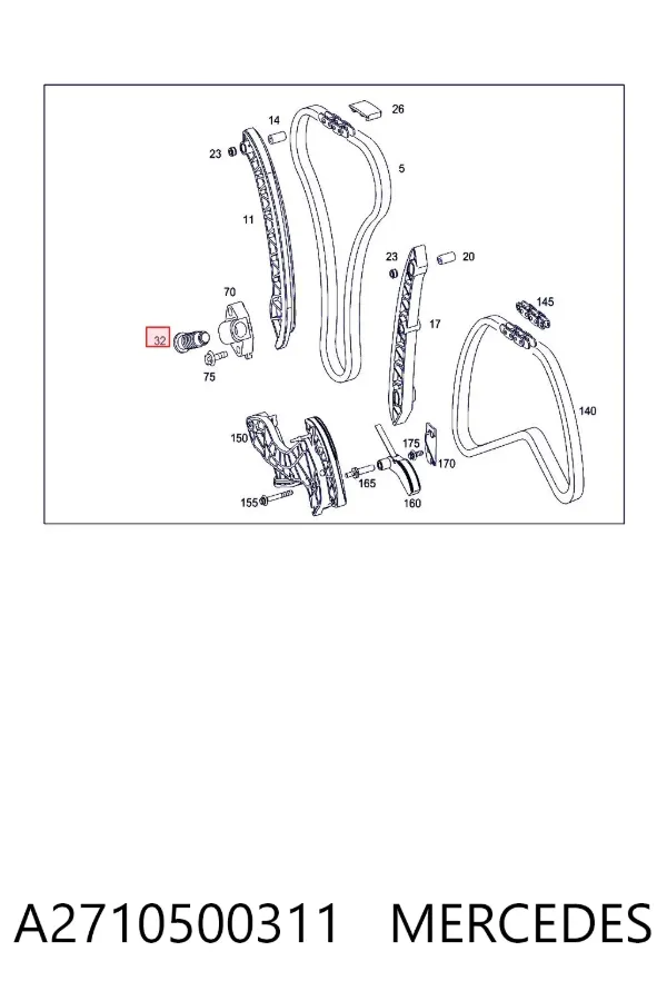 Tensor de cadena de distribución A2710500311 Mercedes