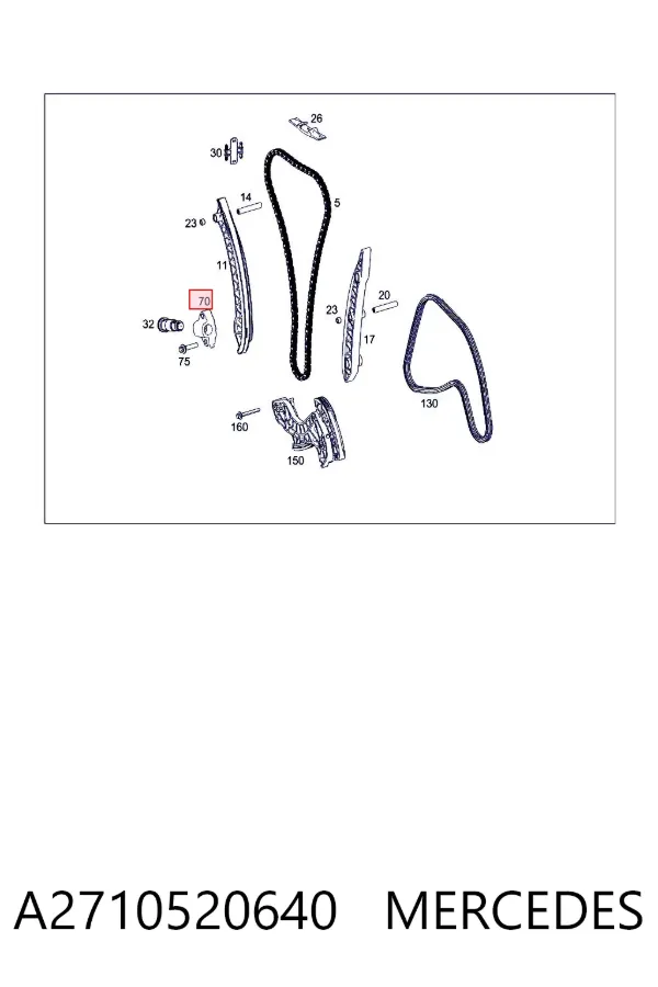 Soporte del tensor de la cadena de distribución A2710520640 Mercedes