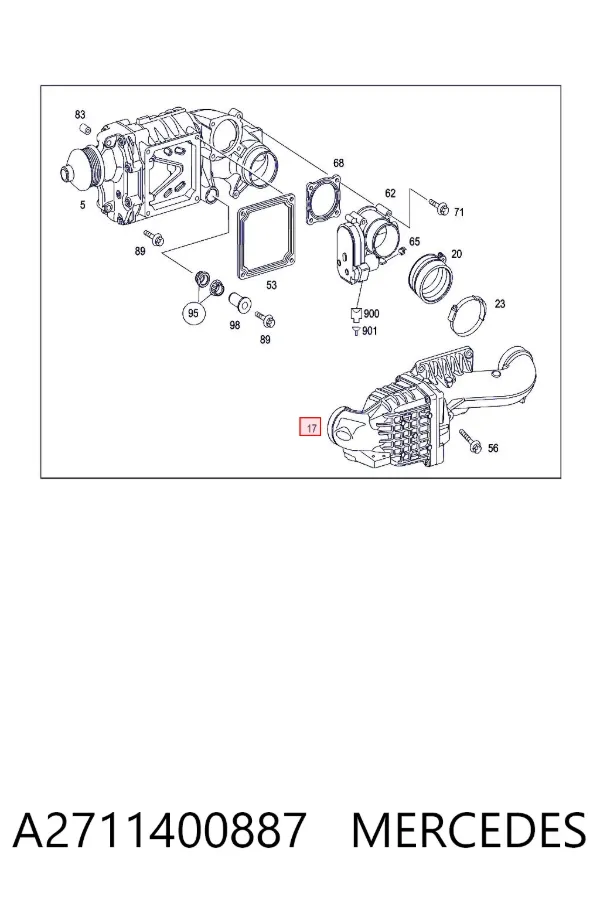 Resonador del filtro de aire A2711400887 Mercedes
