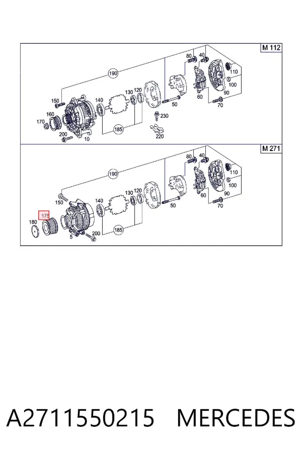 Polea alternador A2711550215 Mercedes