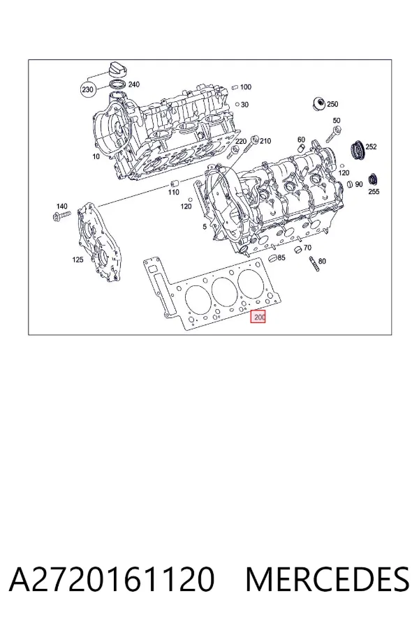 Junta de culata derecha A2720161120 Mercedes