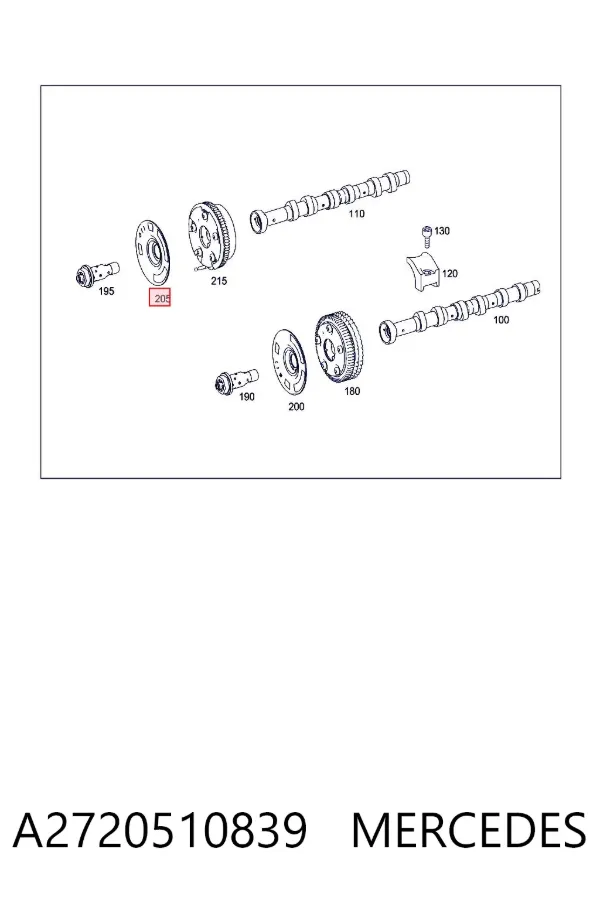 Rueda fónica del sensor del árbol de levas A2720510839 Mercedes