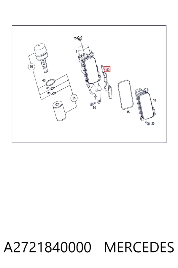 Junta del adaptador del filtro de aceite A2721840000 Mercedes