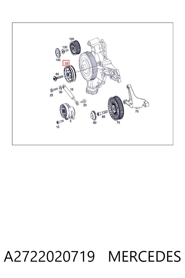 Polea inversión / guía, correa poli V A2722020719 Mercedes