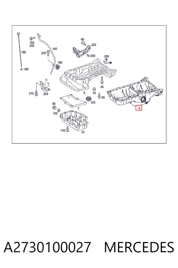 Cárter de aceite del motor A2730100027 Mercedes