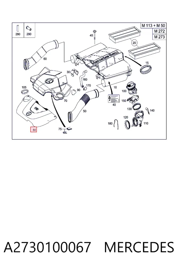 Tapa motor A2730100067 Mercedes