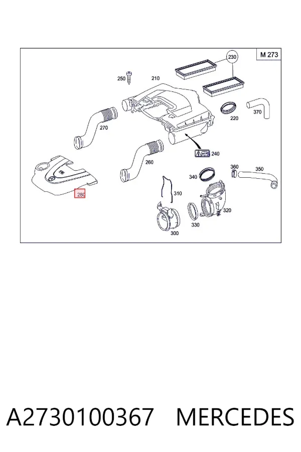 Tapa motor A2730100367 Mercedes