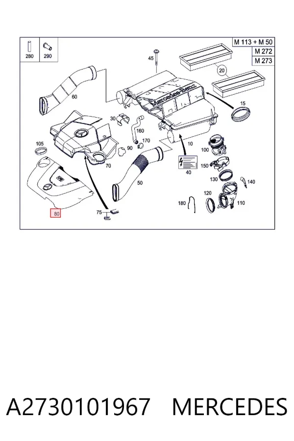 Tapa motor A2730101967 Mercedes