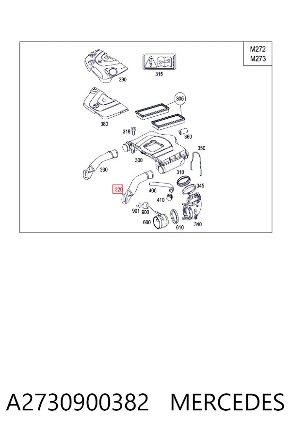 Tubo flexible de aspiración A2730900382 Mercedes