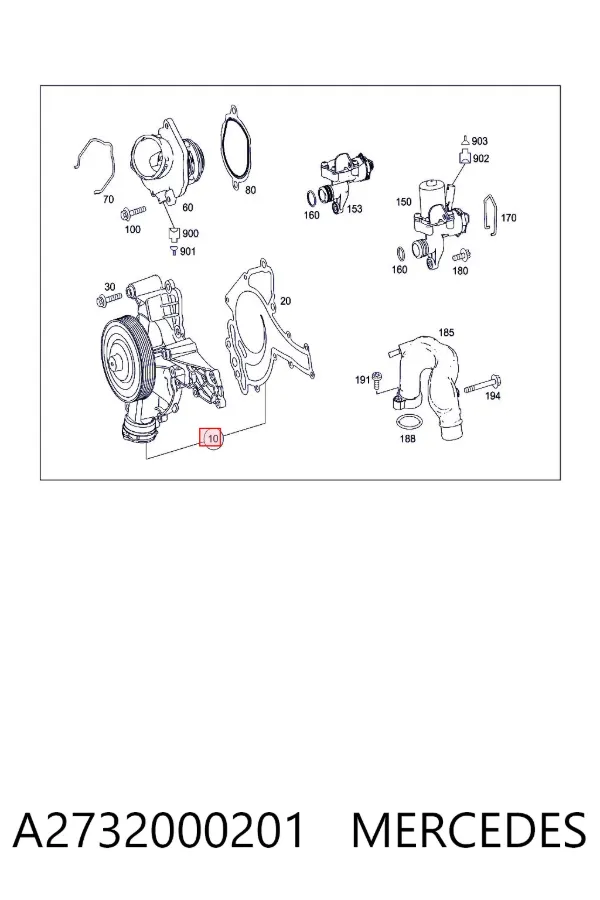 Bomba de agua A2732000201 Mercedes