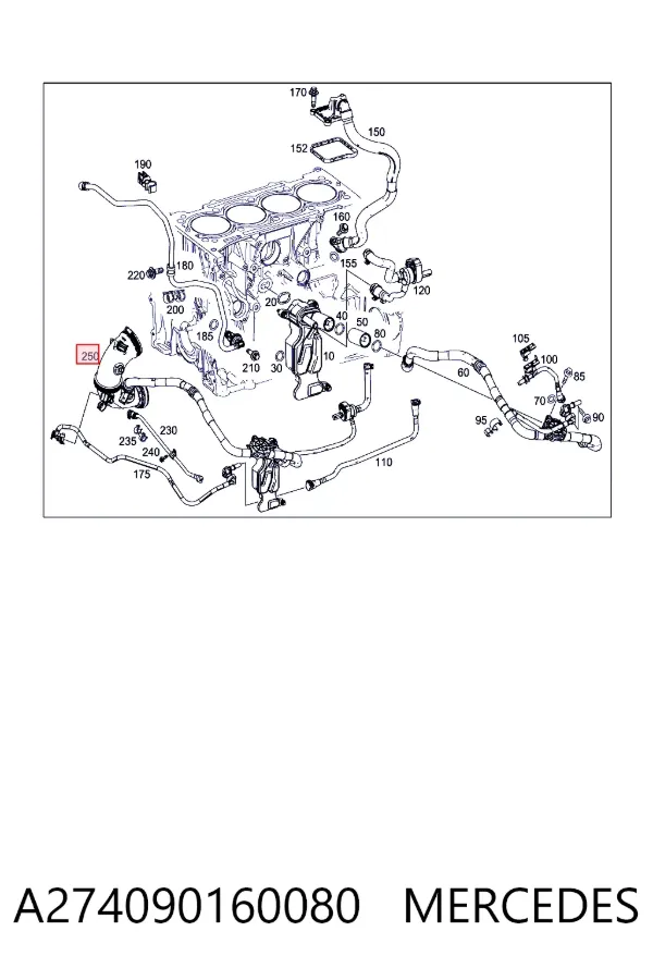 Tubo de admisión de aire al turbocompresor A274090160080 Mercedes