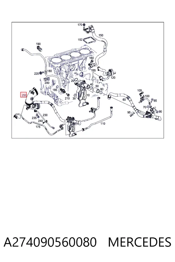 Tubo de admisión de aire al turbocompresor A274090560080 Mercedes