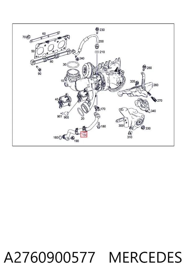 Tubo de drenaje de aceite de turbocompresor A2760900577 Mercedes