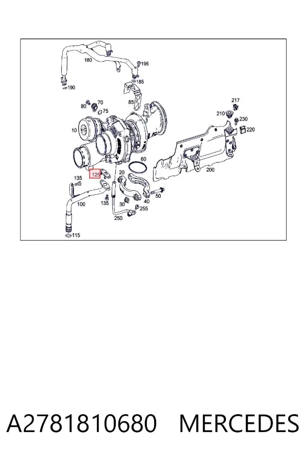Junta de manguera de drenaje de aceite de turbina A2781810680 Mercedes