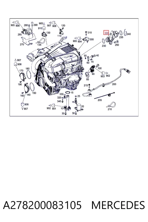 Válvula de retorno de combustible A278200083105 Mercedes