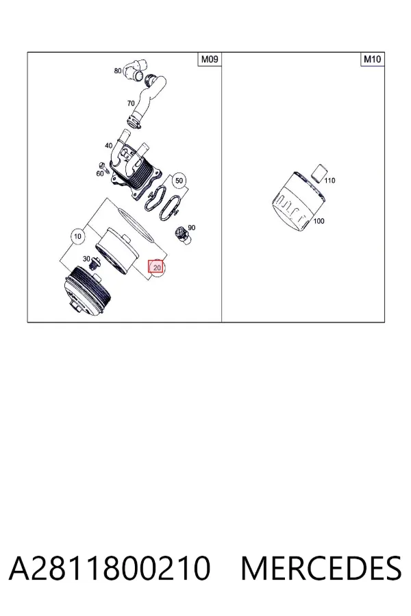 Filtro de aceite A2811800210 Mercedes
