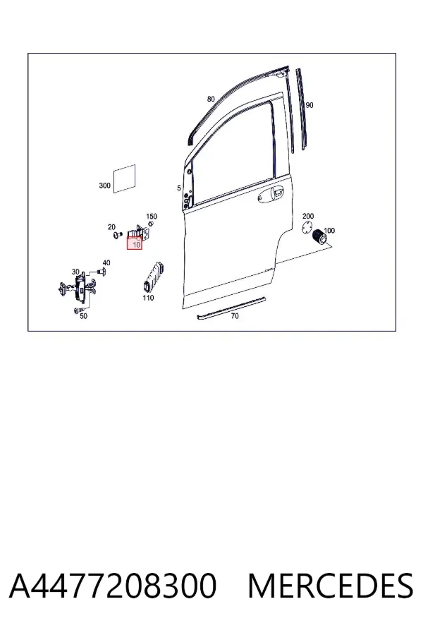 Bisagra de puerta delantera izquierda A4477208300 Mercedes