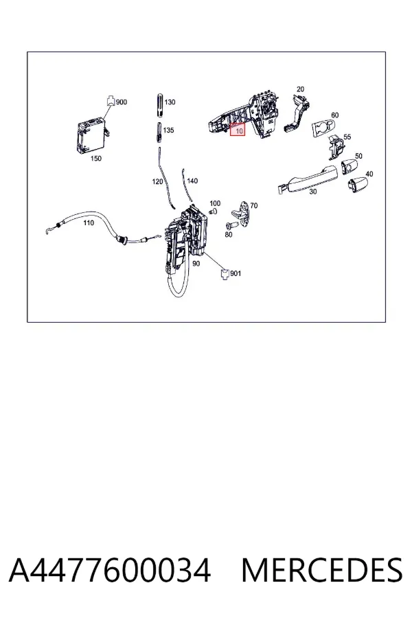 Soporte de manija exterior de puertas izquierdas A4477600034 Mercedes