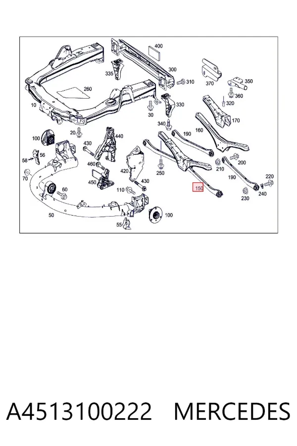 Brazo transversal de suspensión trasera A4513100222 Mercedes