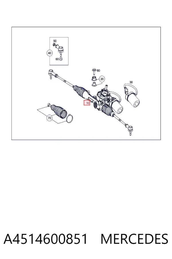 Cremallera de dirección A4514600851 Mercedes