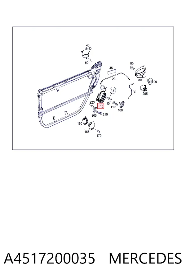 Cerradura de puerta trasera izquierda A4517200035 Mercedes