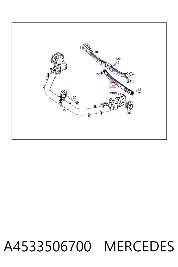 Brazo transversal izquierdo de suspensión trasera A4533506700 Mercedes