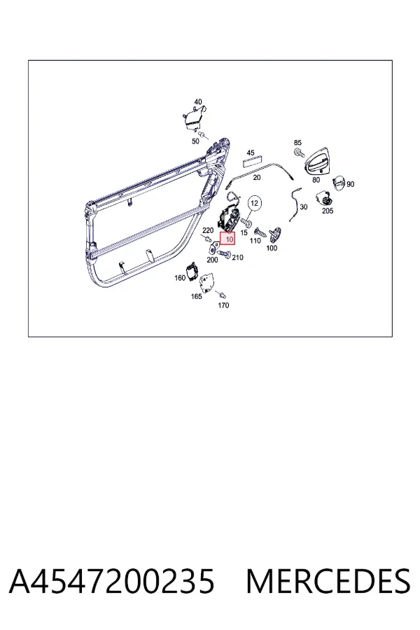 Cerradura de puerta trasera izquierda A4547200235 Mercedes