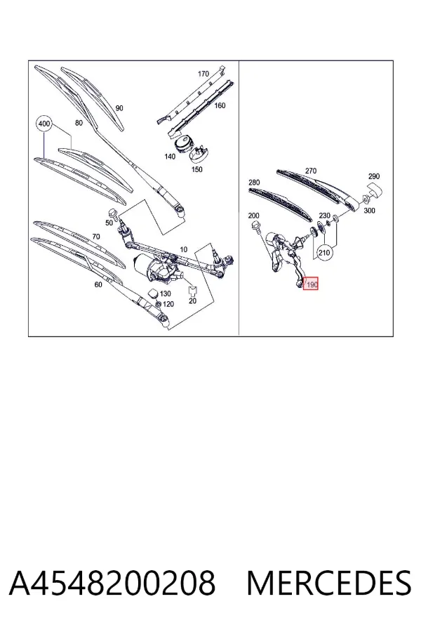 Motor limpiaparabrisas, trasera A4548200208 Mercedes