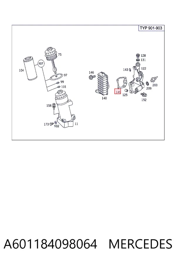 Junta del adaptador del enfriador de aceite A601184098064 Mercedes