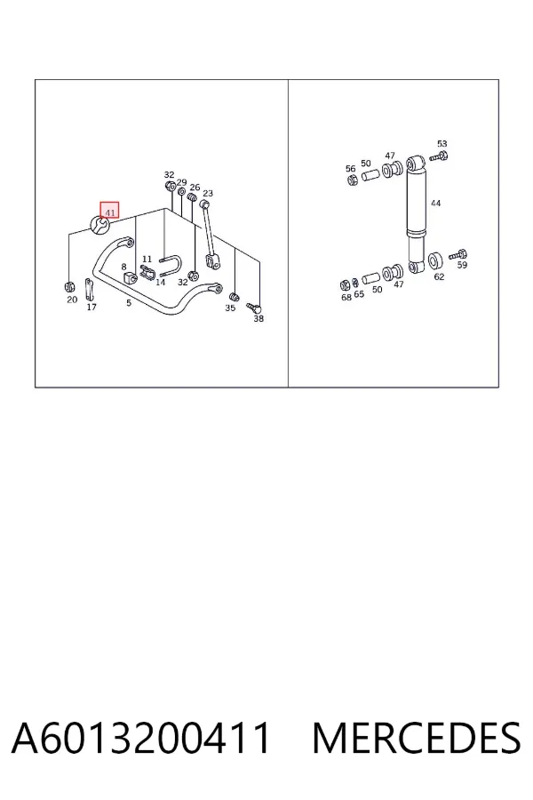 Juego de reparación de estabilizador delantero A6013200411 Mercedes