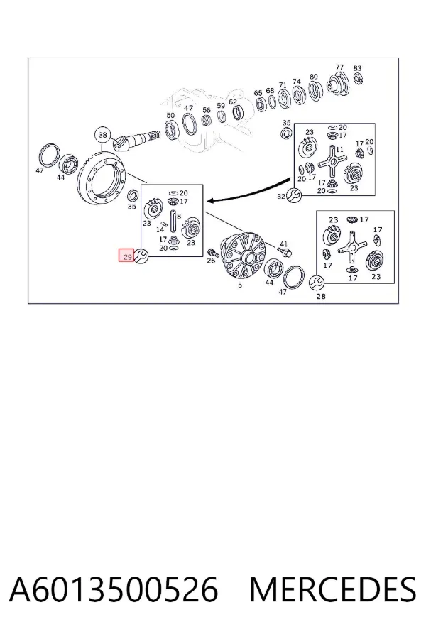 Kit de reparación de diferencial del eje trasero A6013500526 Mercedes