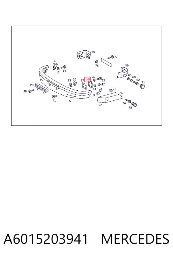 Soporte de parachoques delantero A6015203941 Mercedes