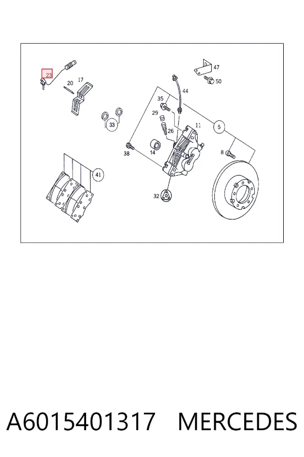 Sensor de desgaste de las pastillas de freno delanteras A6015401317 Mercedes