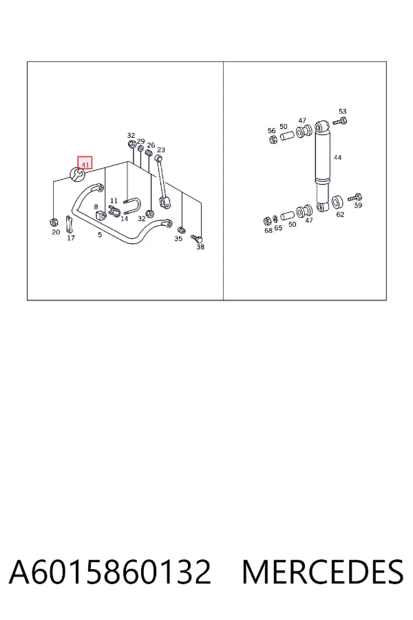 Juego de reparación de estabilizador delantero A6015860132 Mercedes