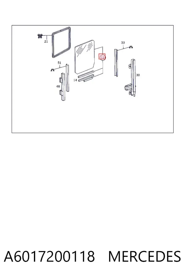 Cristal de puerta delantera derecha A6017200118 Mercedes