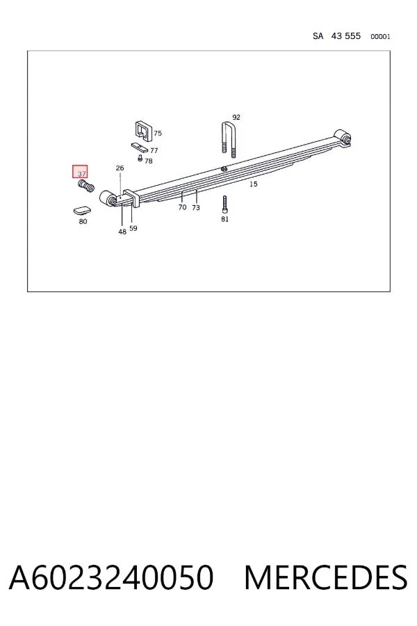 Silentblock delantero de ballesta trasera A6023240050 Mercedes