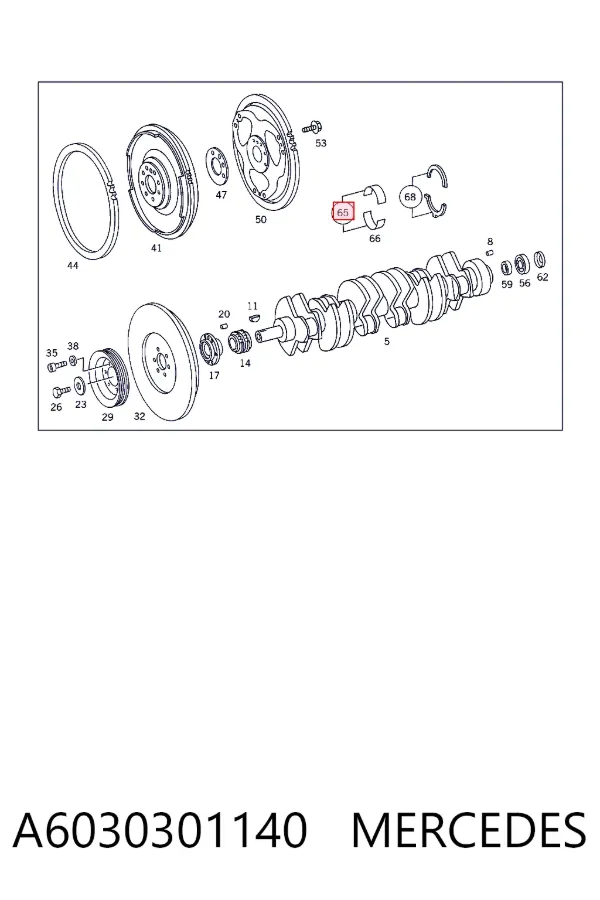 Juego de cojinetes de cigüeñal, cota de reparación (+0,25 mm) A6030301140 Mercedes