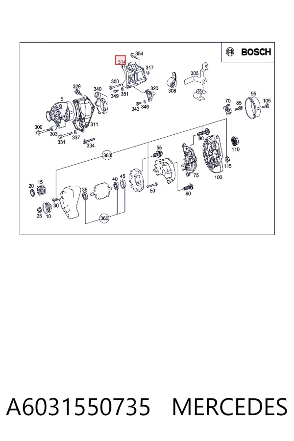Soporte del alternador A6031550735 Mercedes