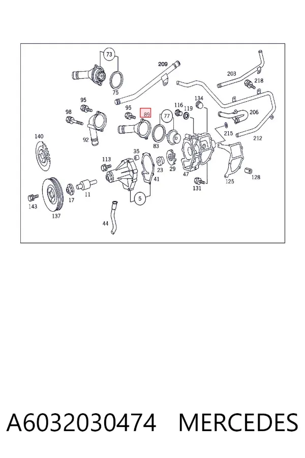 Caja de termostato A6032030474 Mercedes