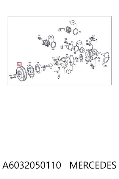 Polea de la bomba de agua MERCEDES A6032050110