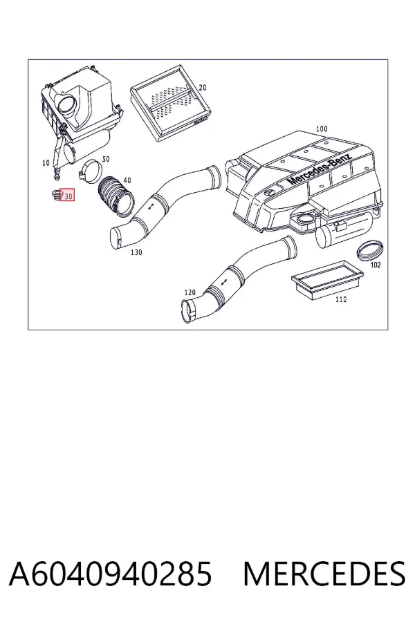 Soporte del filtro de aire A6040940285 Mercedes