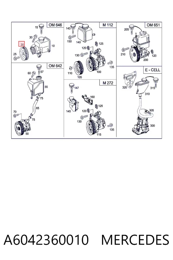 Polea de la bomba de dirección asistida A6042360010 Mercedes