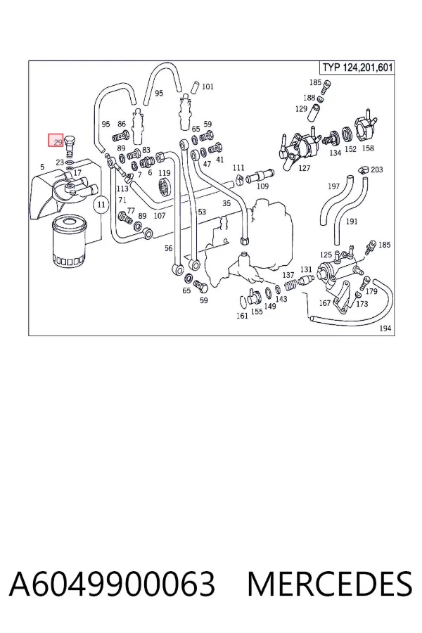 Perno de tubo de alimentación de aceite de turbocompresor A6049900063 Mercedes