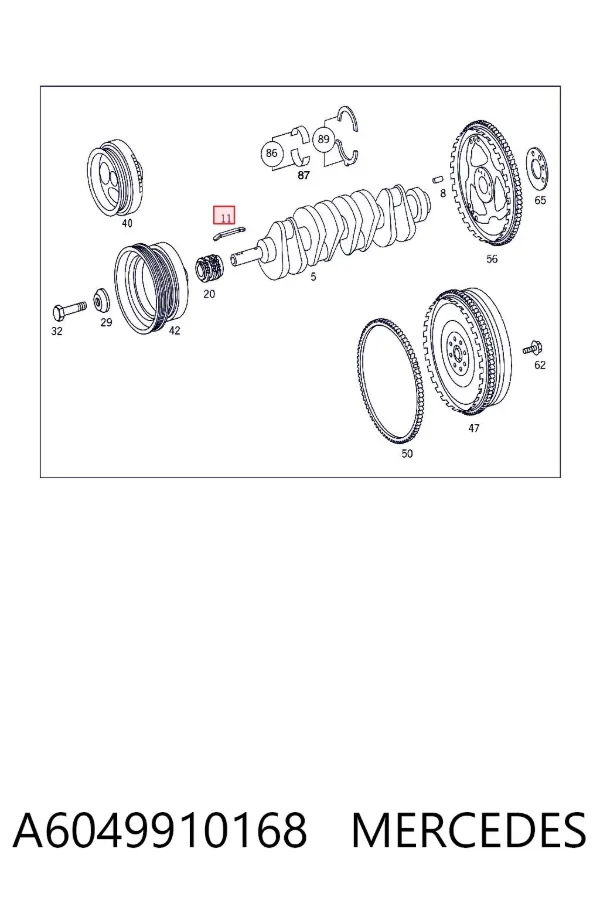 Chaveta de cigüeñal A6049910168 Mercedes